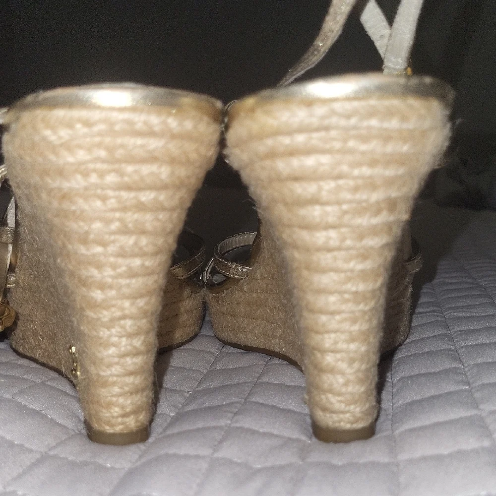 Michael Kors Gold and Tan Wedges